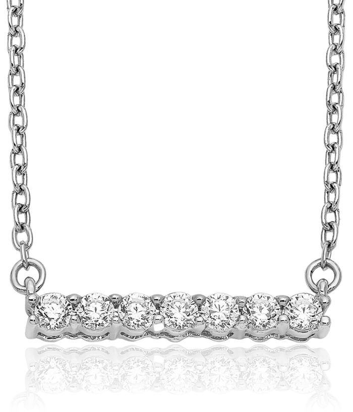 10K Solid White Gold Diamond Bar Necklace Chain