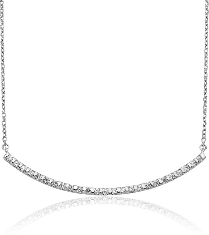 14K Solid White Gold Diamond Bar Necklace Chain