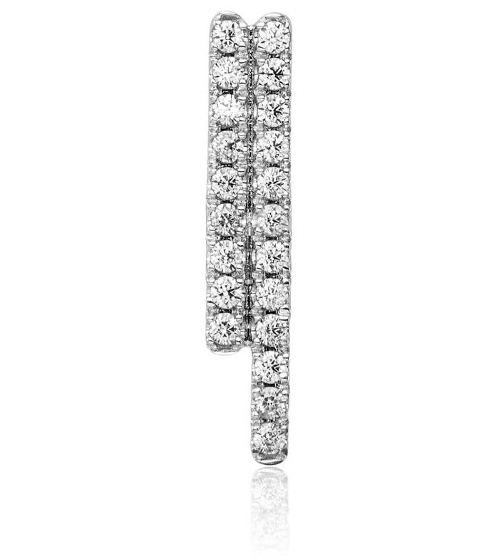14K Solid White Gold Diamond Bars Floating Chain Slide Pendant Necklace Charm