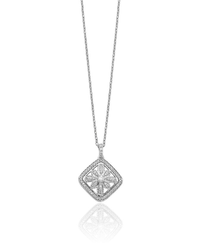 14K Solid White Gold Diamond Vintage Necklace Chain