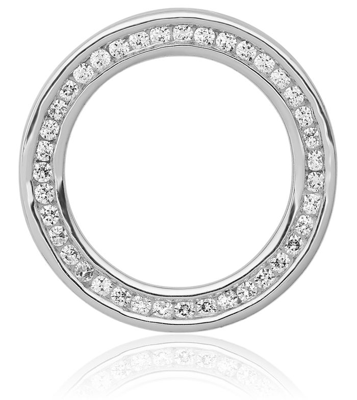 14K Solid White Gold Lab Diamond Circle Round Chain Necklace Pendant Charm