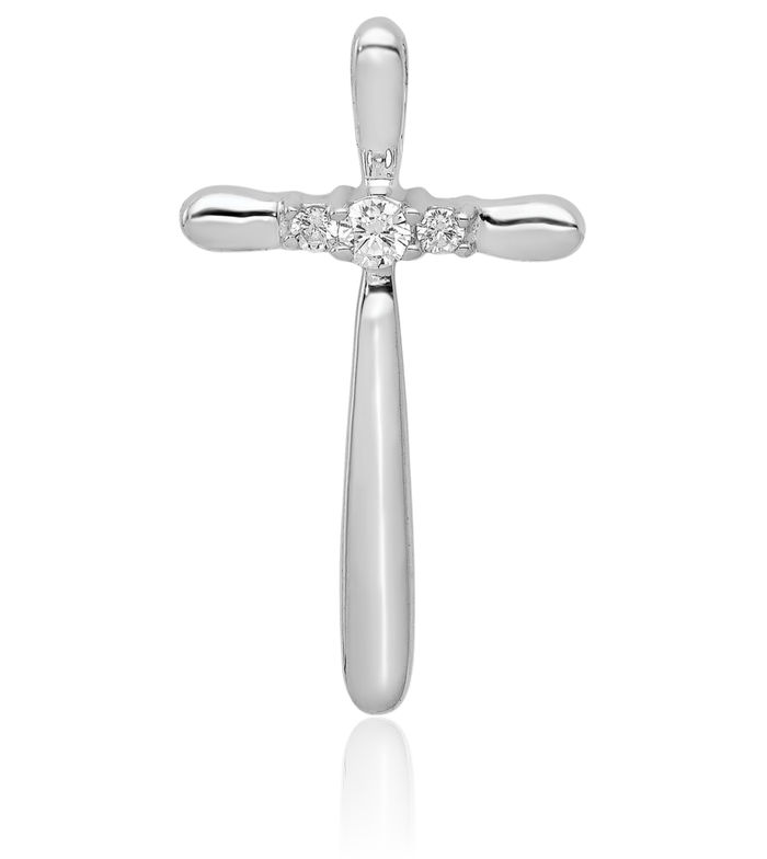 14K Solid White Gold Diamond Latin Mexican Holy Cross Floating Chain Slide Pendant Necklace Religious Jesus Christ Charm