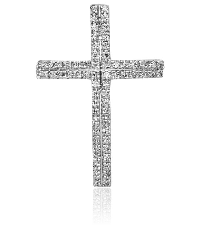 14K Solid White Gold Diamond Latin Mexican Holy Cross Floating Chain Slide Pendant Necklace Religious Jesus Christ Charm