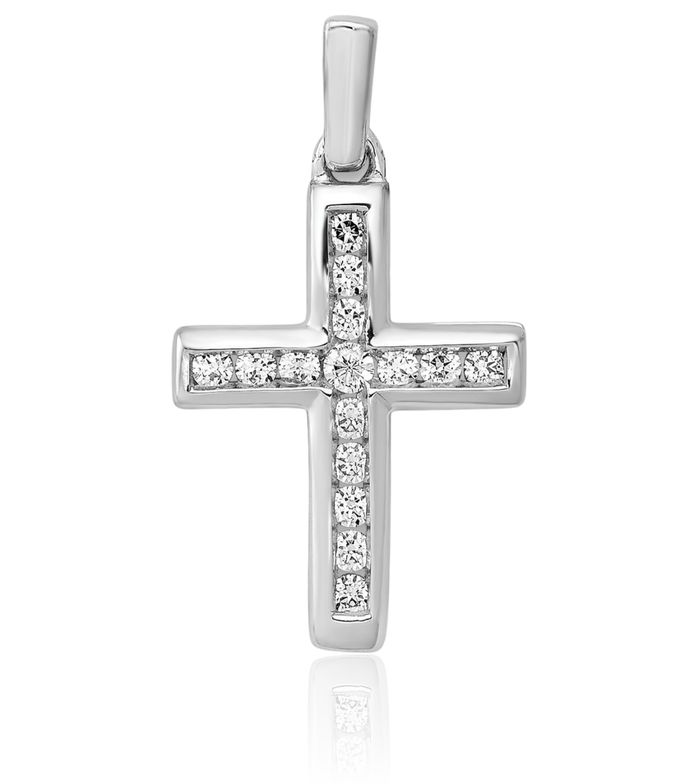 14K Solid White Gold Diamond Latin Mexican Holy Cross Necklace Religious Chain Pendant Jesus Christ Christian Charm