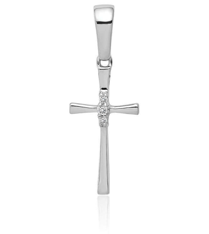 14K Solid White Gold Diamond Latin Mexican Holy Cross Necklace Religious Chain Pendant Jesus Christ Charm