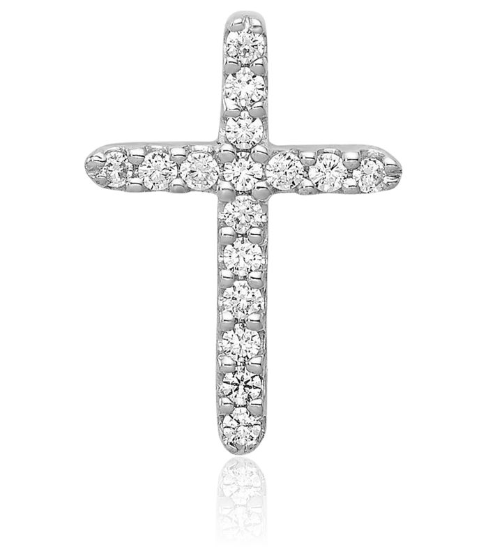 14K Solid White Gold Diamond Latin Mexican Holy Cross Necklace Religious Chain Pendant Jesus Christ Charm