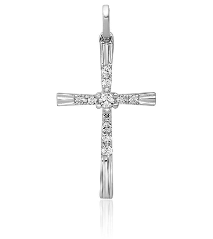 14K Solid White Gold Diamond Latin Mexican Holy Cross Necklace Religious Chain Pendant Jesus Christ Charm