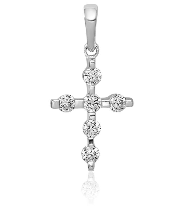 14K Solid White Gold Diamond Latin Mexican Holy Cross Necklace Religious Chain Pendant Jesus Christ Charm