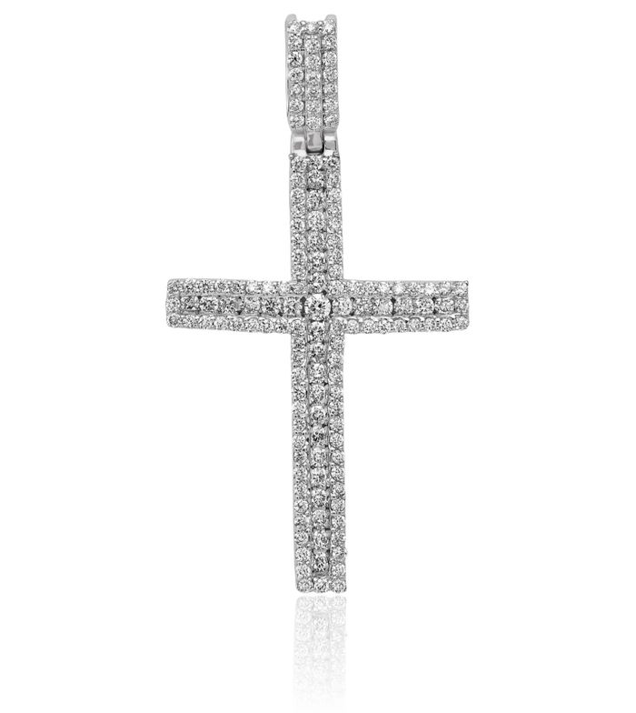 14K Solid White Gold Diamond Latin Mexican Holy Cross Necklace Religious Chain Pendant Jesus Christ Christian Charm