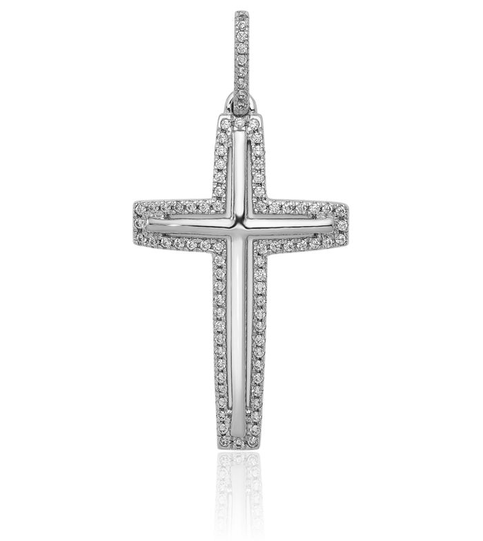 14K Solid White Gold Diamond Latin Mexican Holy Cross Necklace Religious Chain Pendant Jesus Christ Charm