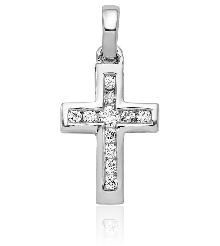 14K Solid White Gold Diamond Latin Mexican Holy Cross Necklace Religious Chain Pendant Jesus Christ Christian Charm