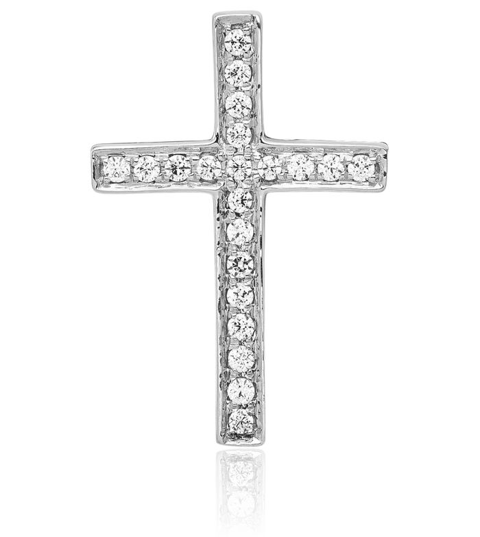 14K Solid White Gold Diamond Latin Mexican Holy Cross Slide Necklace Religious Chain Pendant Jesus Christ Charm