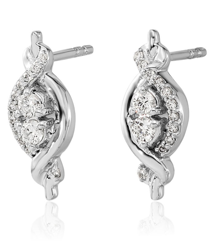 14K Solid White Gold Diamond Drop Dangle Earrings