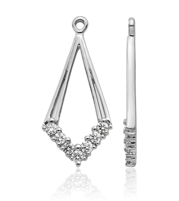 14K Solid White Gold Diamond Earring Jackets for Studs