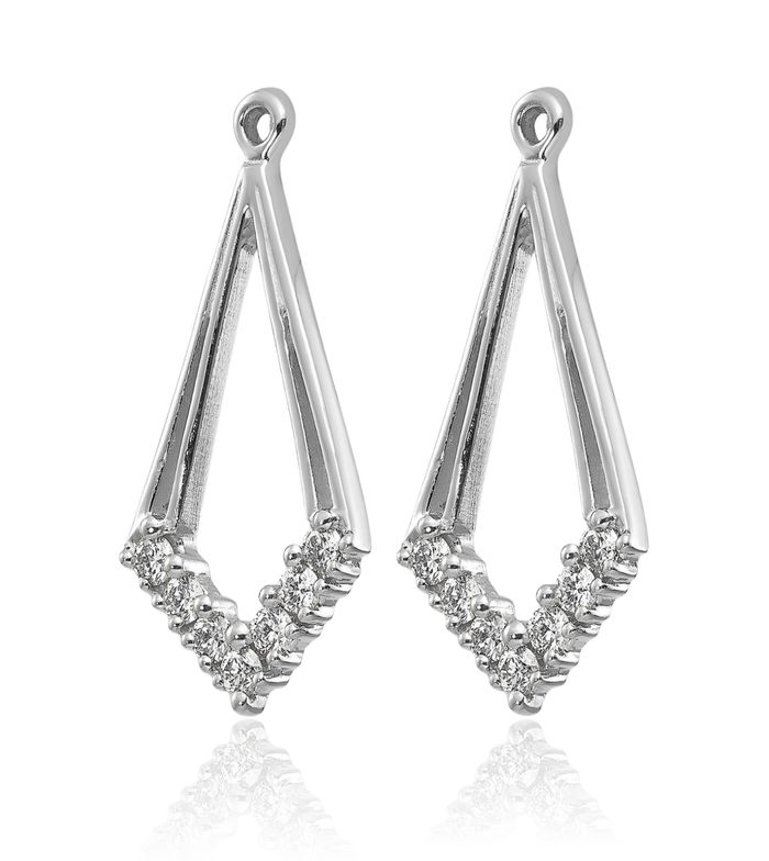 14K Solid White Gold Diamond Earring Jackets for Studs