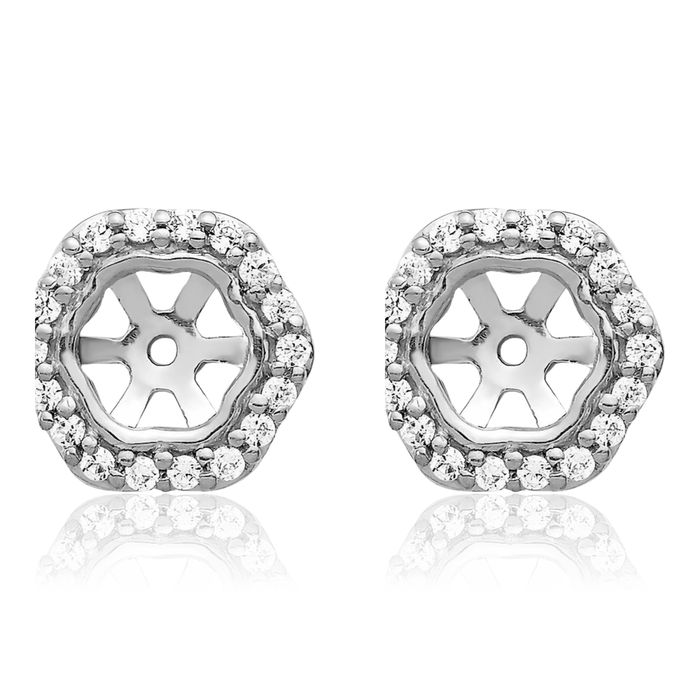 14K Solid White Gold Diamond Earring Jackets for Studs