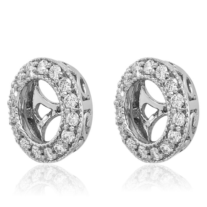 14K Solid White Gold Diamond Earring Jackets for Studs