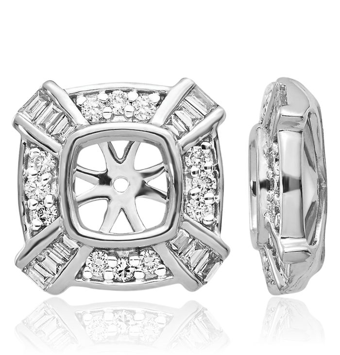 14K Solid White Gold Diamond Earring Jackets for Studs