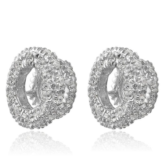 14K Solid White Gold Diamond Earring Jackets for Studs