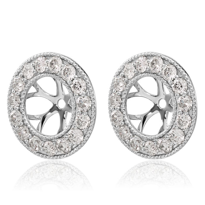 14K Solid White Gold Lab Diamond Earring Jackets for Studs