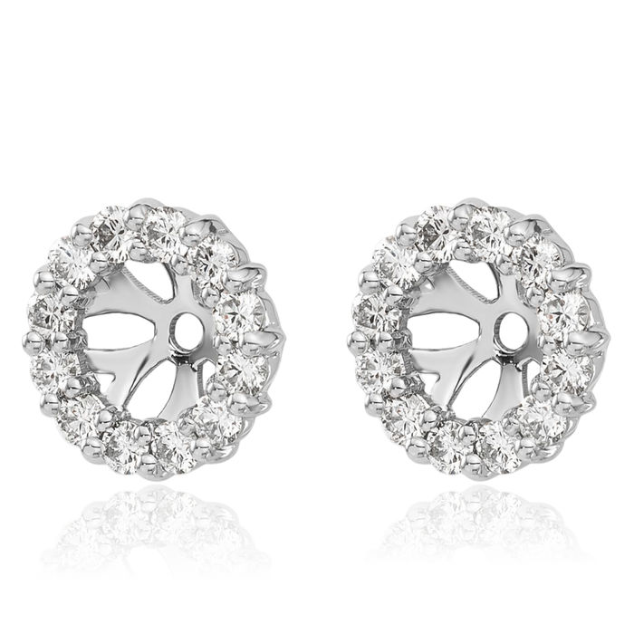 14K Solid White Gold Diamond Earring Jackets for Studs