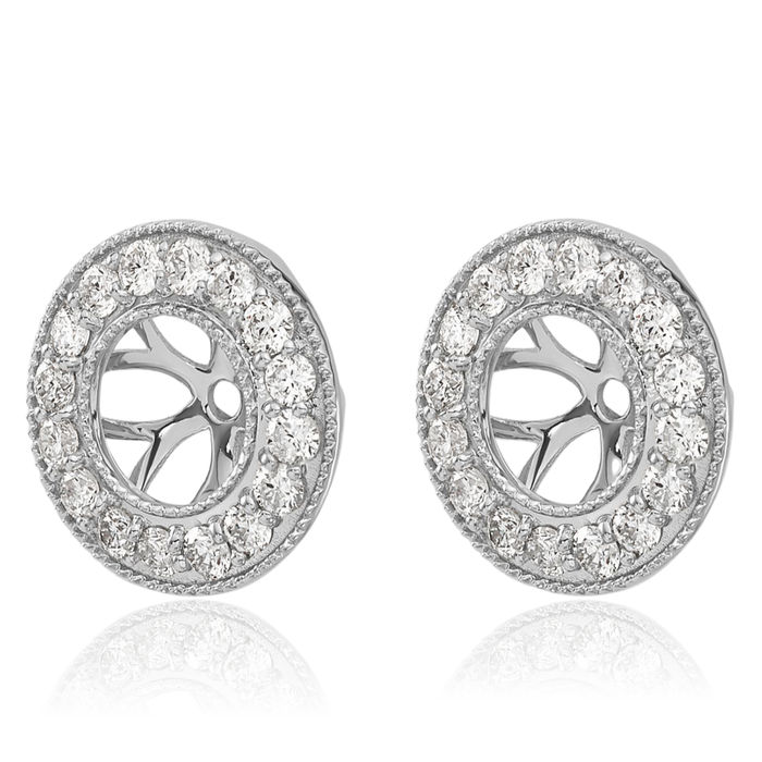 14K Solid White Gold Lab Diamond Earring Jackets for Studs