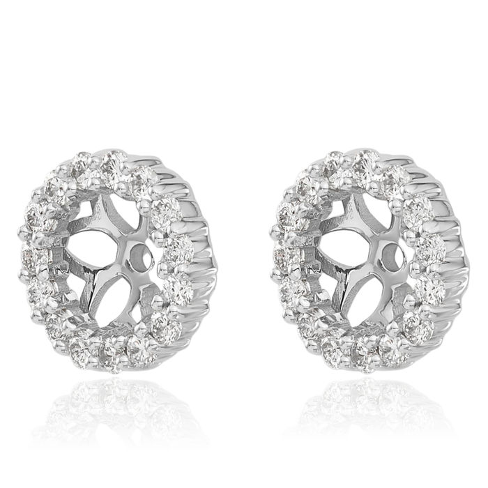 14K Solid White Gold Lab Diamond Earring Jackets for Studs