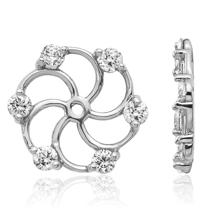 14K Solid White Gold Diamond Earring Jackets for Studs