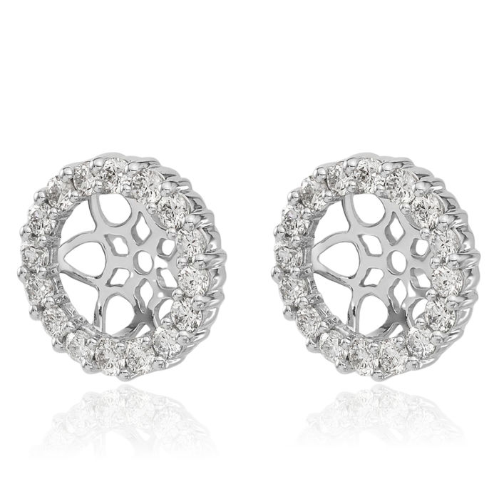 14K Solid White Gold Lab Diamond Earring Jackets for Studs