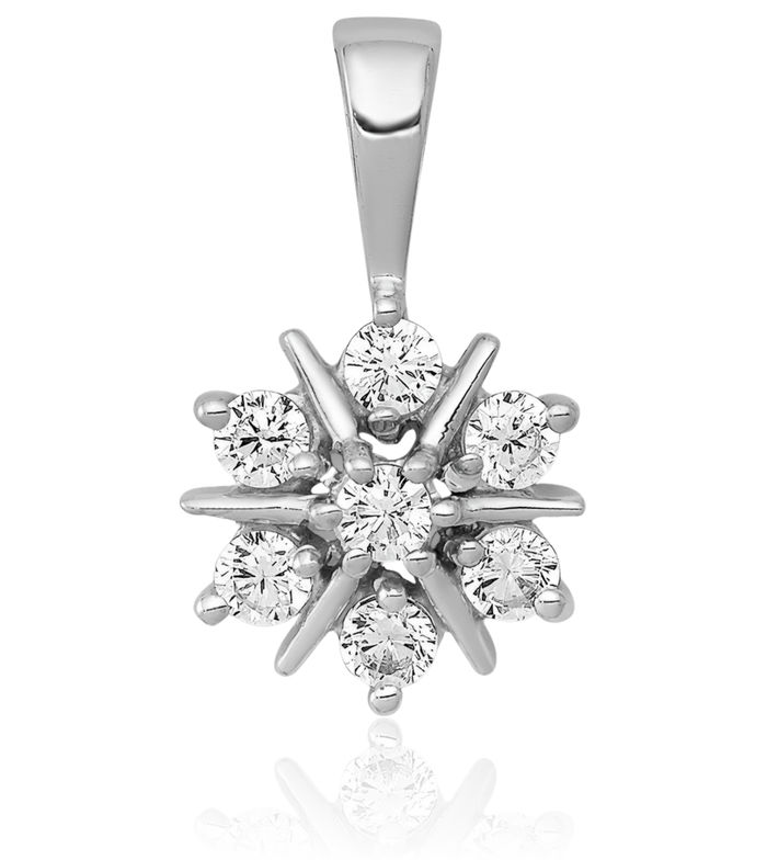 14K Solid White Gold Diamond Flower Necklace Chain Pendant Charm