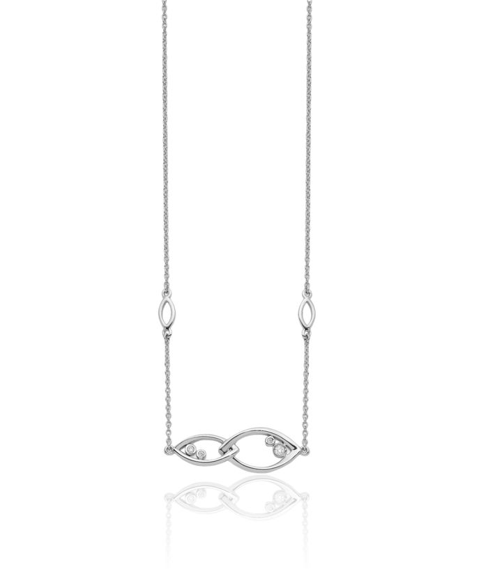 14K Solid White Gold Diamond Geometric Necklace Chain