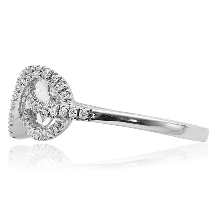 14K Solid White Gold Diamond Heart Irish Claddagh Celtic Love Knot Ring Jewelry
