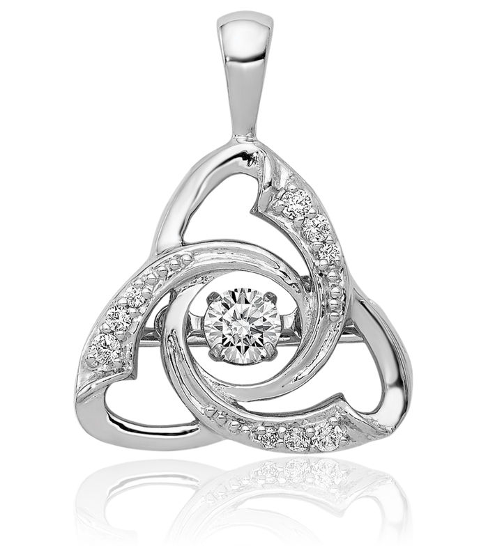 14K Solid White Gold Diamond Heart Irish Claddagh Celtic Necklace Chain Pendant Charm Jewelry