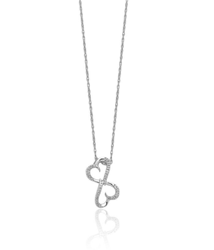 14K Solid White Gold Diamond Heart Necklace Love Pendant Friendship Charm Chain