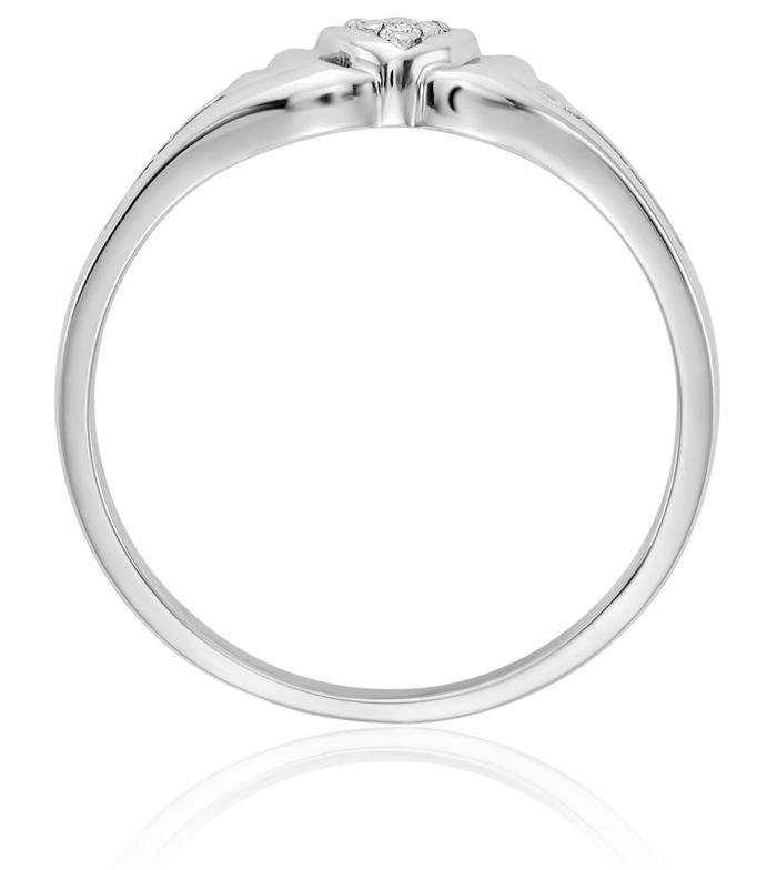 14K Solid White Gold Diamond Heart Ring Love Band