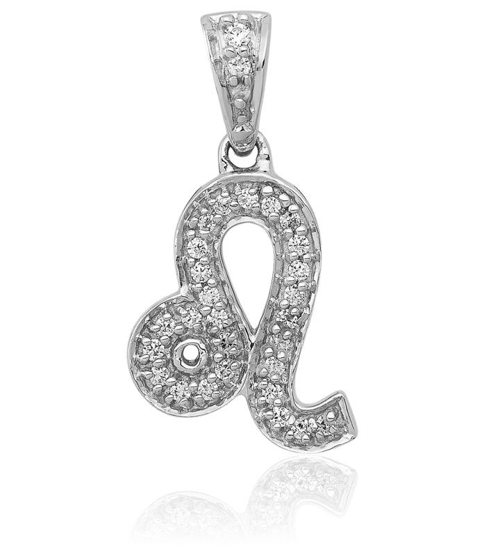 14K Solid White Gold Diamond Leo Zodiac Necklace Lion Head Horoscope Pendant July August Birthday Charm Astrology Jewelry