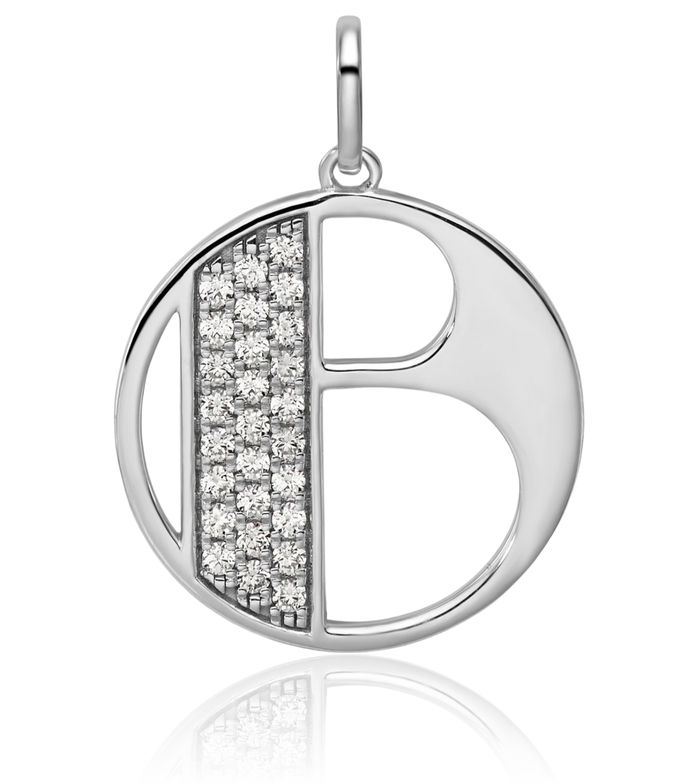 14K Solid White Gold Diamond Dainty Letter B Initial Name Monogram Necklace Chain Pendant Charm