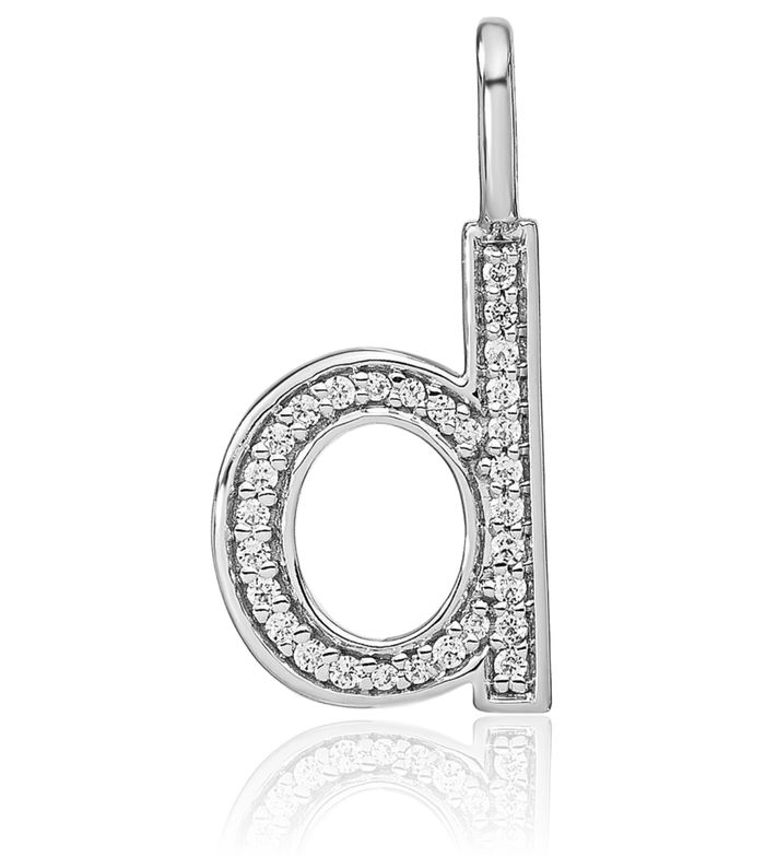 14K Solid White Gold Diamond Dainty Letter D Initial Name Monogram Necklace Chain Pendant Charm
