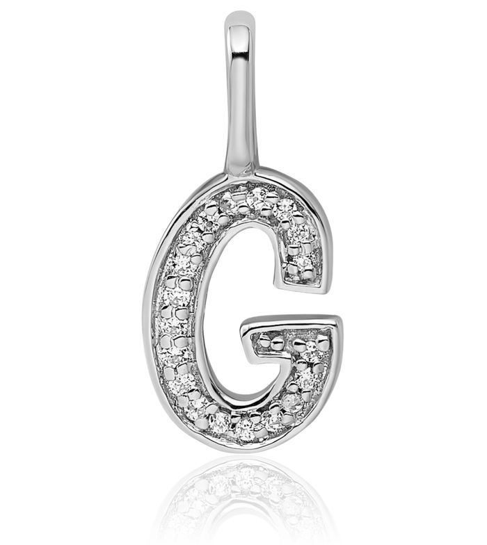 14K Solid White Gold Diamond Dainty Letter G Initial Name Monogram Necklace Chain Pendant Charm