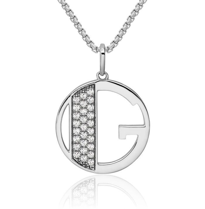 14K Solid White Gold Diamond Dainty Letter G Initial Name Monogram Necklace Chain Pendant Charm