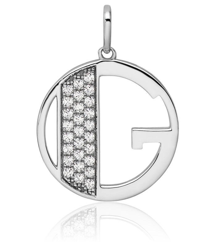 14K Solid White Gold Diamond Dainty Letter G Initial Name Monogram Necklace Chain Pendant Charm
