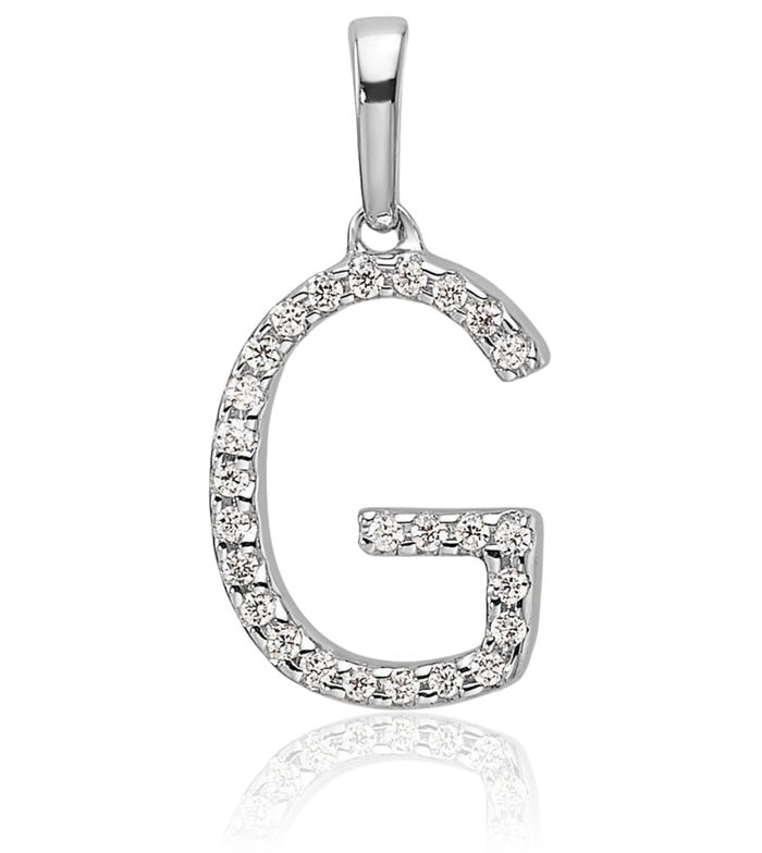 14K Solid White Gold Diamond Dainty Letter G Initial Name Monogram Necklace Chain Pendant Charm
