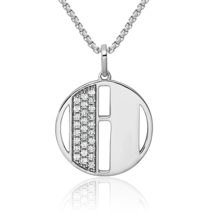 14K Solid White Gold Diamond Dainty Letter H Initial Name Monogram Necklace Chain Pendant Charm