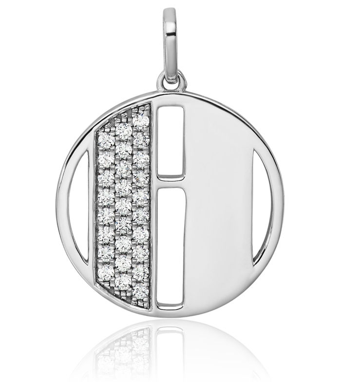 14K Solid White Gold Diamond Dainty Letter H Initial Name Monogram Necklace Chain Pendant Charm