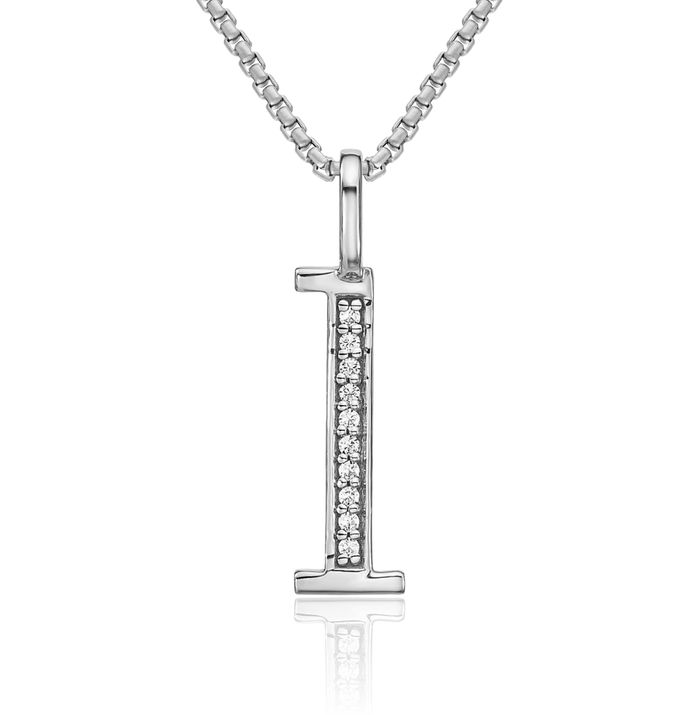 14K Solid White Gold Diamond Dainty Letter L Initial Name Monogram Necklace Chain Pendant Charm
