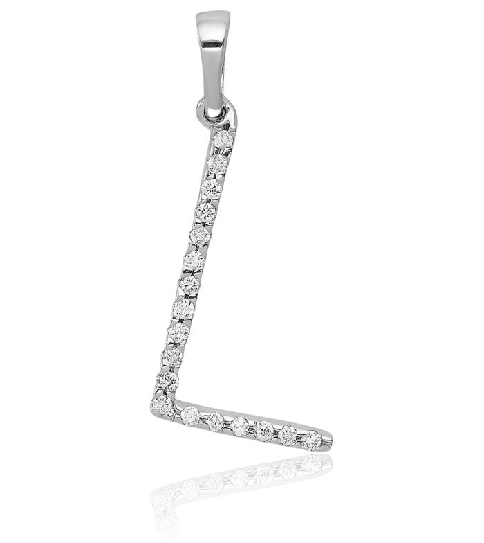 14K Solid White Gold Diamond Dainty Letter L Initial Name Monogram Necklace Chain Pendant Charm