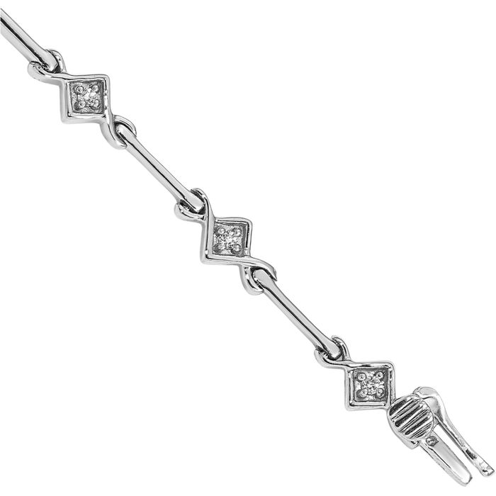 14K Solid White Gold Diamond Link Chain Bracelet