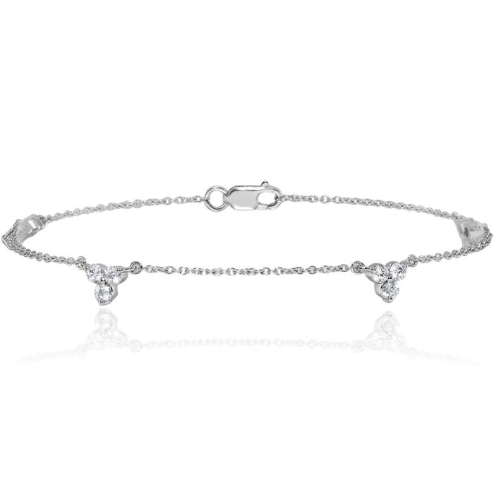 14K Solid White Gold Diamond Multi Station Tennis Bracelet