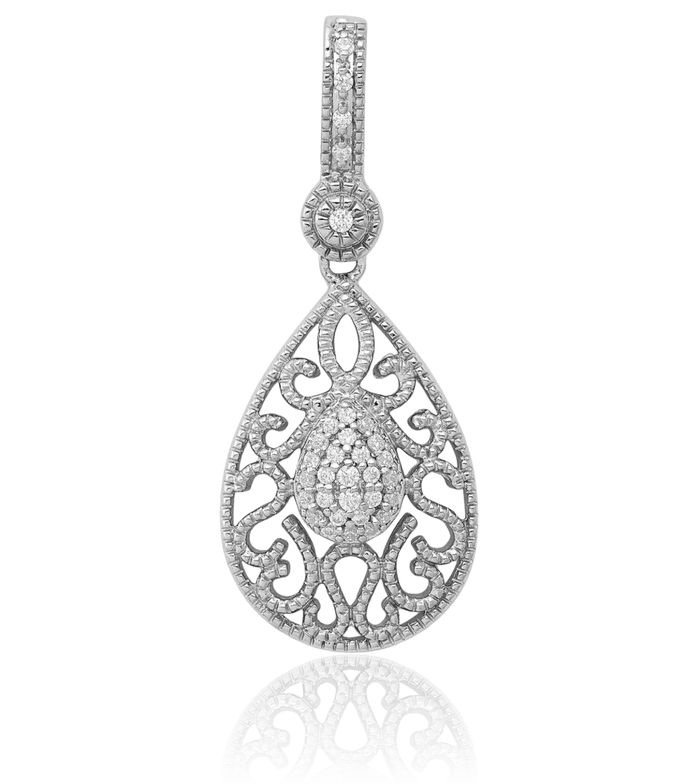 14K Solid White Gold Diamond Necklace Chain Pendant Charm