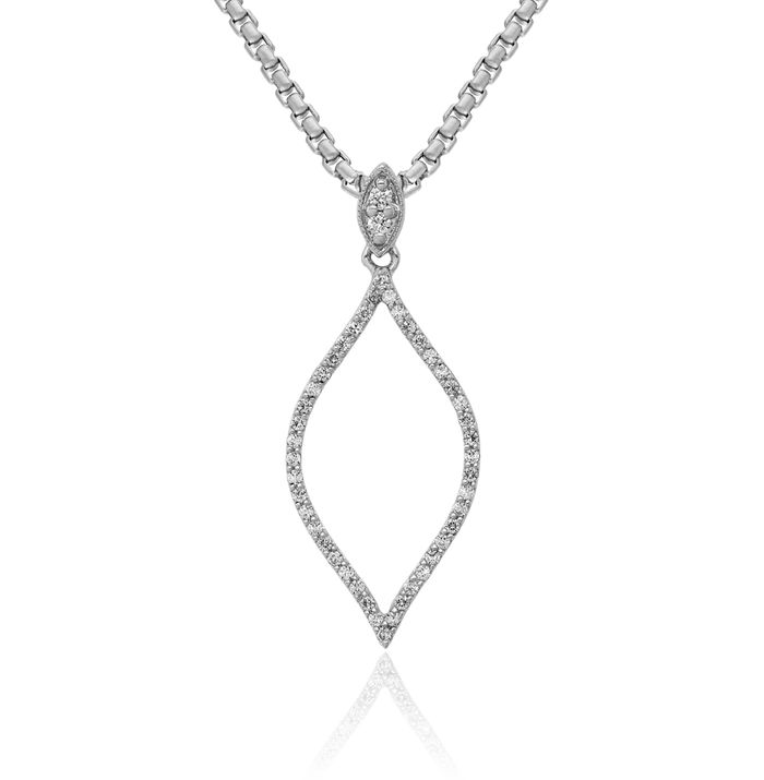 14K Solid White Gold Diamond Necklace Chain Pendant Charm